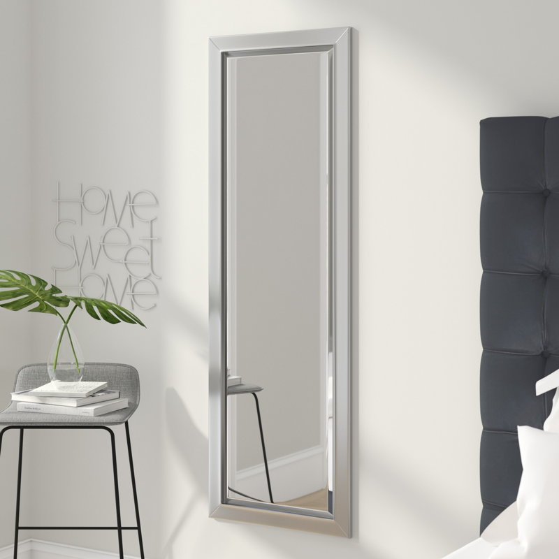 Wade Logan Minimal Silver Traditional Beveled Full Length Mirror